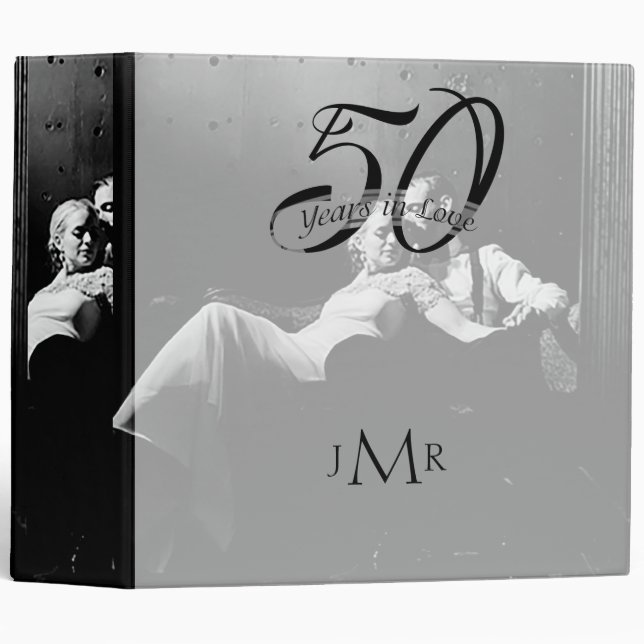 50e Mariage photo Classeur de l'anniversaire (Devant/Côté)