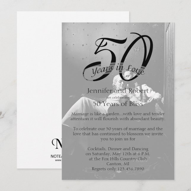 50e Mariage photo Invitation (Devant / Derrière)