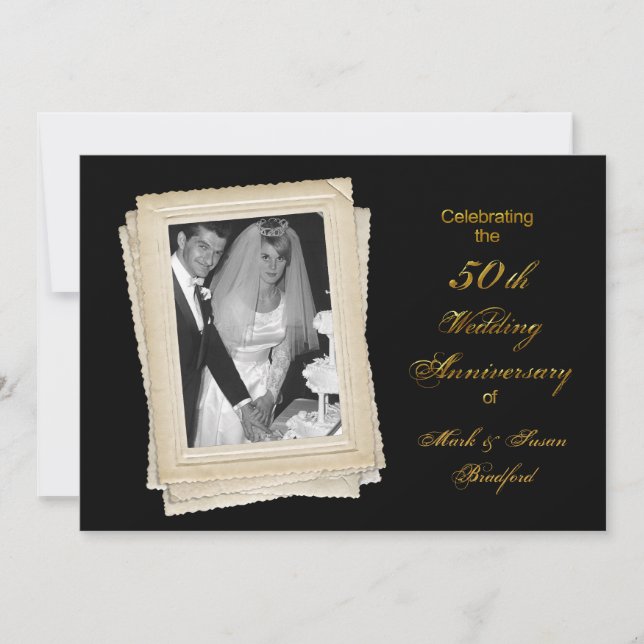 50e mer. Invitation anniversaire - Vintage/photo (Devant)