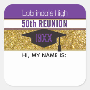 50e réunion ! Autocollant de badge personnalisé av