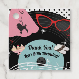 50's 1950's Record Theme Birthday Party Favour Tags