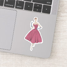 50s and 60s fashion illustration dress sticker