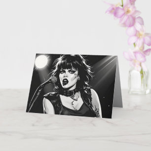 50s BW Graphic Comic Style Goth Punk Singer Card