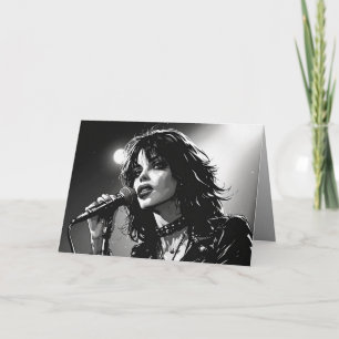 50s BW Graphic Comic Style Goth Punk Singer Card