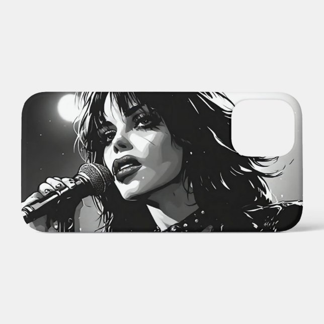 50s BW Graphic Comic Style Goth Punk  Singer  Case-Mate iPhone Case (Back (Horizontal))