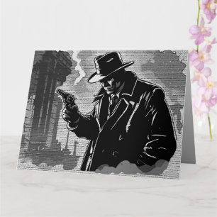 50s BW Graphic Comic Style Gritty Urban Detective Card