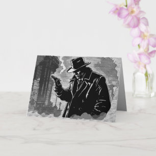 50s BW Graphic Comic Style Gritty Urban Detective Card