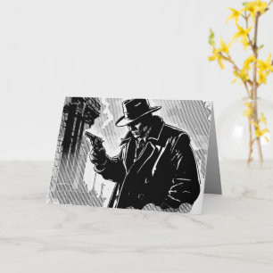 50s BW Graphic Comic Style Gritty Urban Detective Card