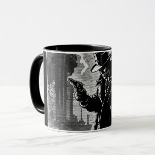 50s BW Graphic Comic Style Gritty Urban Detective Mug