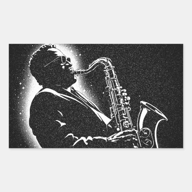 50s BW Graphic Style Saxophone Player Sticker (Front)
