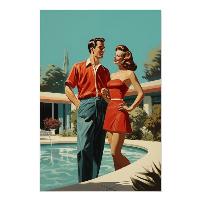 50s Couple By The Pool Poster (Front)