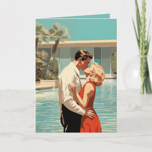 50s Couple Kissing By The Pool Invitation