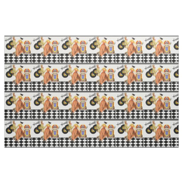 50's Diner Juke Box Records Couple Dancing Fabric (Fat Quarter)