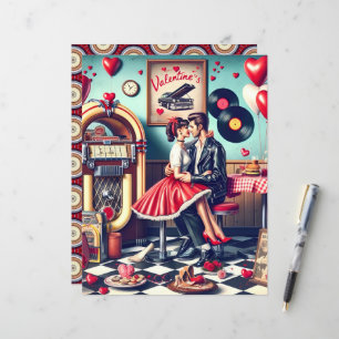 50s Diner Valentine Scrapbook Paper