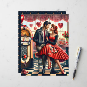 50s Diner Valentine Scrapbook Paper
