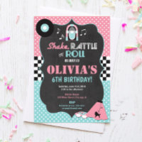 50s Fifties Sock Hop Rock Roll birthday invitation