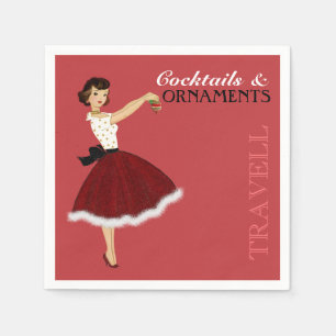 50's Housewife Christmas Holiday Glitter Skirt Fur Napkin