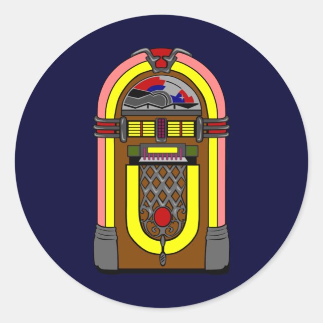 '50s Jukebox Classic Round Sticker (Front)