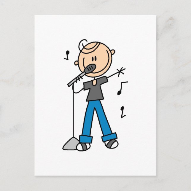 50s Male Singer Stick figure t-shirts and Gifts Postcard (Front)
