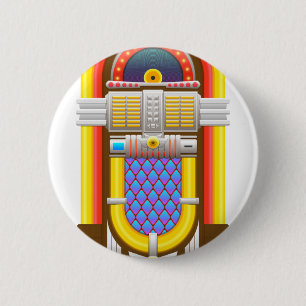 50s old fashioned jukebox 2 inch round button