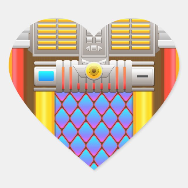 50s old fashioned jukebox heart sticker (Front)