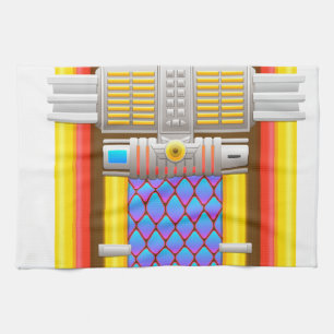 50s old fashioned jukebox kitchen towel
