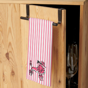 50's Pink Poodle Parade Kitchen Towel