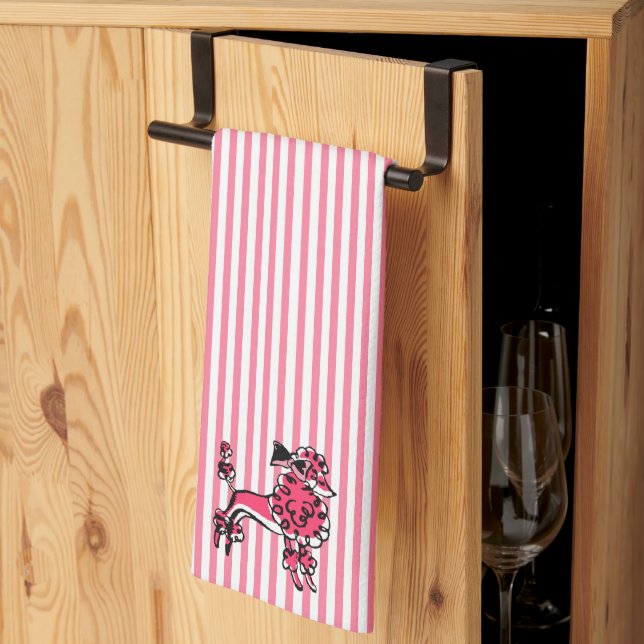 50's Pink Poodle Parade Kitchen Towel (Thirds Fold)