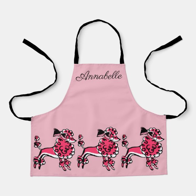 50's Pink Poodles Personalize Apron (Front)
