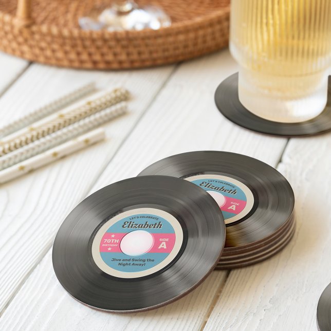 50's Record Style  Round Paper Coaster (Creator Uploaded)