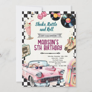50s retro birthday party invitation