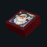 50s Retro Jolly Santa Claus, Vintage Christmas Gift Box<br><div class="desc">Vintage illustration Christmas holiday design featuring a jolly Santa Claus with a beard and hat holding a calendar page showing December 25th, Christmas Day. This close up portrait of Santa's face also has a tree with a lit candle and snow on the branches. A fun and classic 50s retro kitsch...</div>