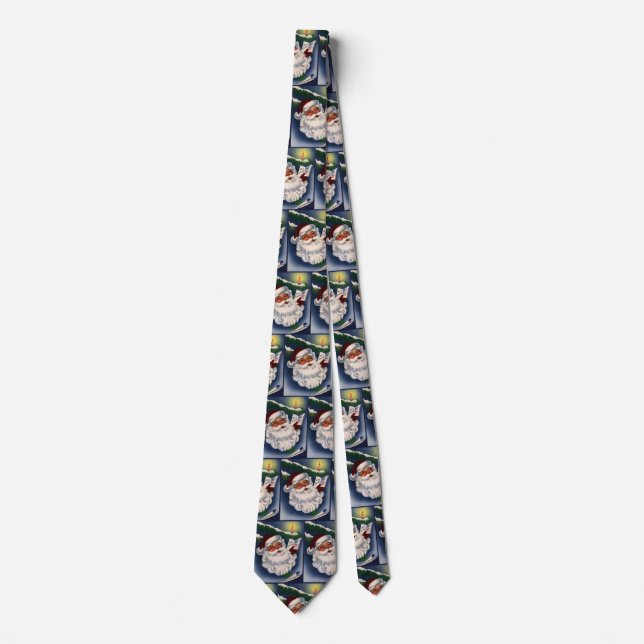50s Retro Jolly Santa Claus, Vintage Christmas Tie (Front)