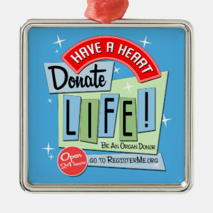 50's-style Retro Donate Life Metal Ornament