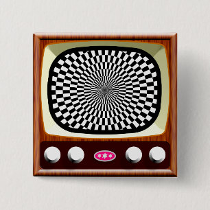 50s Television Op Art 2 Inch Square Button