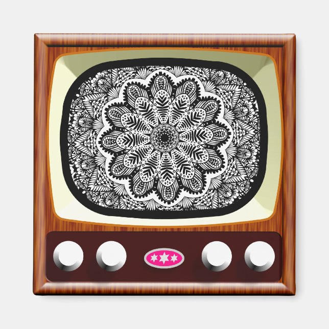 50s TV Living Black and White Magnet (Front)
