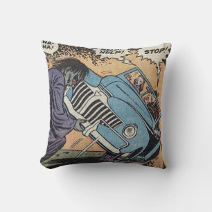 50s Vintage Horror Comic Throw Pillow