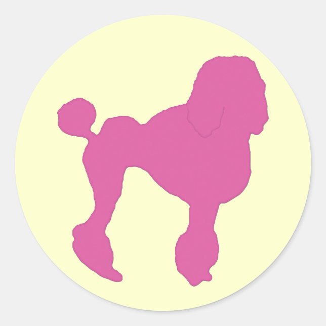 50s Vintage Pink Felt Poodle Classic Round Sticker (Front)