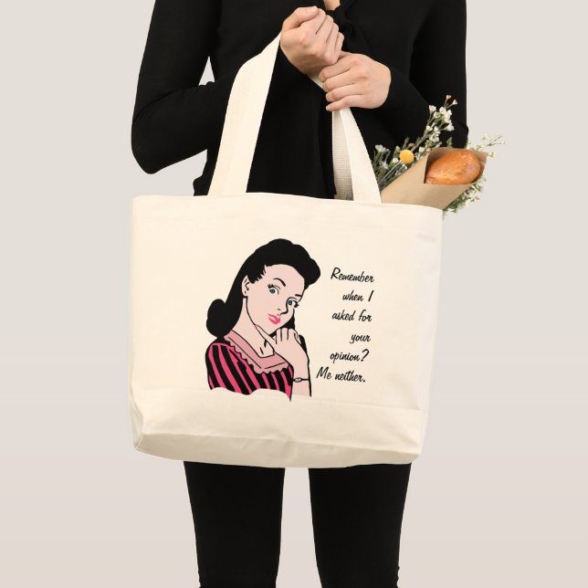 50s Woman Sarcasm Large Tote Bag (Front (Product))