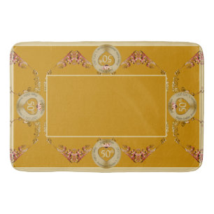 50th/1st Golden Ochre Wedding Anniversary Bath Mat