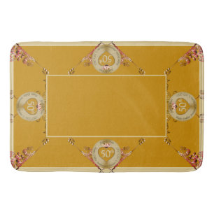 50th/1st Golden Ochre Wedding Anniversary Bath Mat