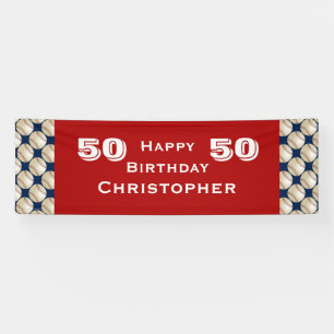 50th, 55th Birthday Party Baseball Adult, Red Banner