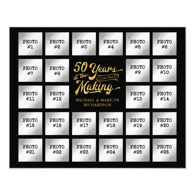 50th Anniversary 26 Photo Collage Black and Gold (Front)