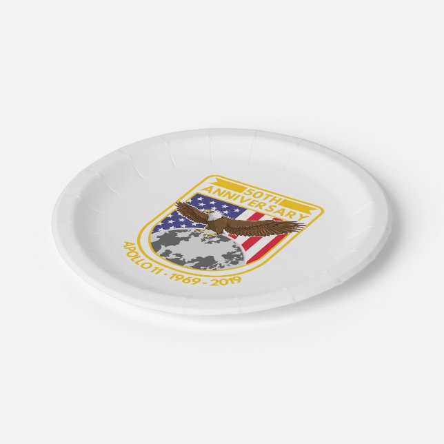 50th Anniversary Apollo 11 Celebration Party Paper Paper Plate (Angled)