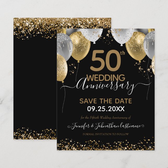 50th Anniversary Balloon Save the Date Budget (Front/Back)