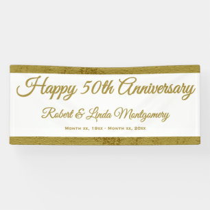 50th Anniversary Banner, Gold and White Banner