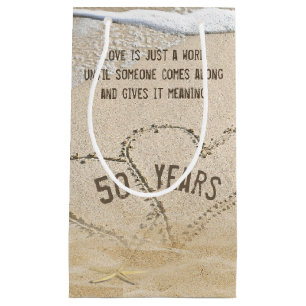 50th Anniversary Beach Hearts and Starfish Small Gift Bag