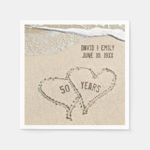 50th Anniversary Beach Hearts Napkins