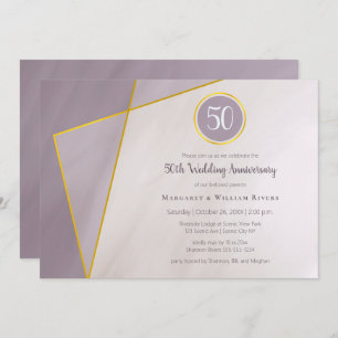 50th anniversary birthday muted plum w gold frame invitation