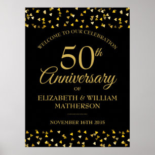 50th Anniversary Black And Gold Welcome Sign